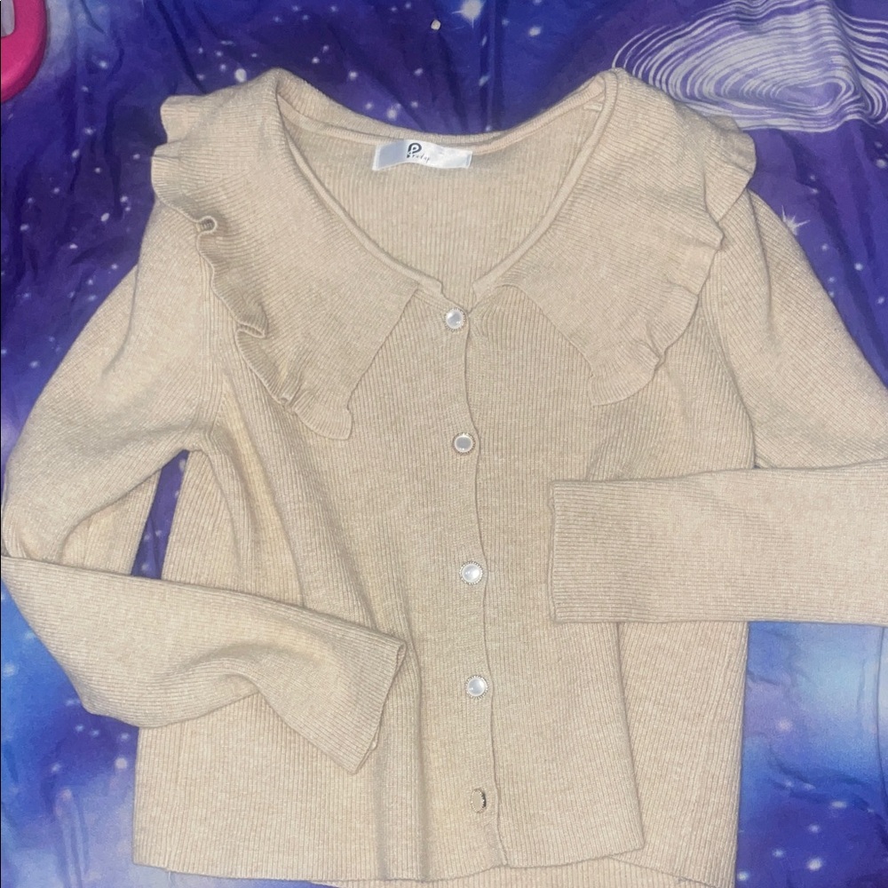 Prada Cream Ruffle Knit Cardigan